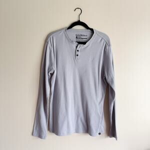 Hurley Grey Premium Fit Long Sleeve Henley Shirt Large Casual Norm Norm Core